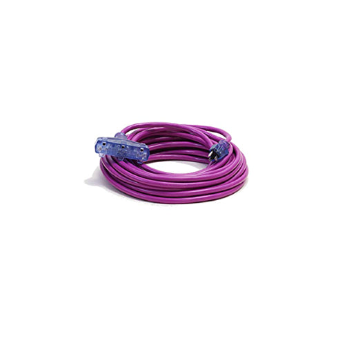 Century Wire And Cable 50' 12/3 SJTW Pro Glo Tri Tap Extension Cord Purple