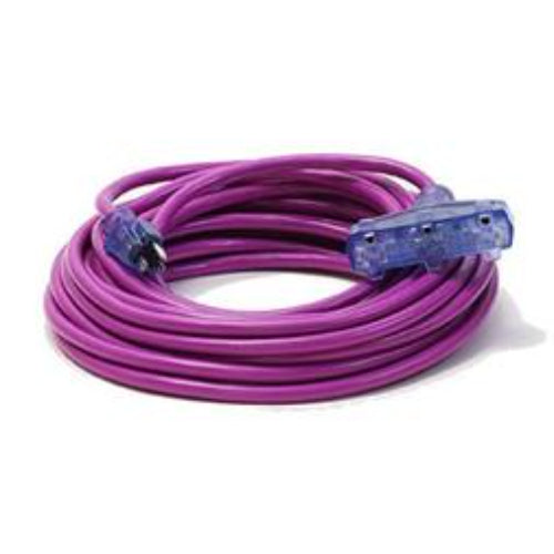 Century Wire And Cable 100' 12/3 SJTW Pro Glo Tri Tap Extension Cord Purple