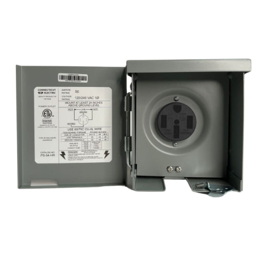 50A, 120/240V RV Power Outlet for camping, NEMA 3R