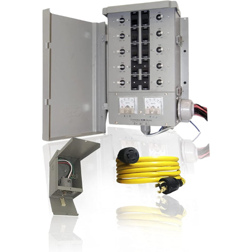 30A and 50A G2 Manual Transfer Switch, 10 Circuit & Optional Inlet and Extension Cord