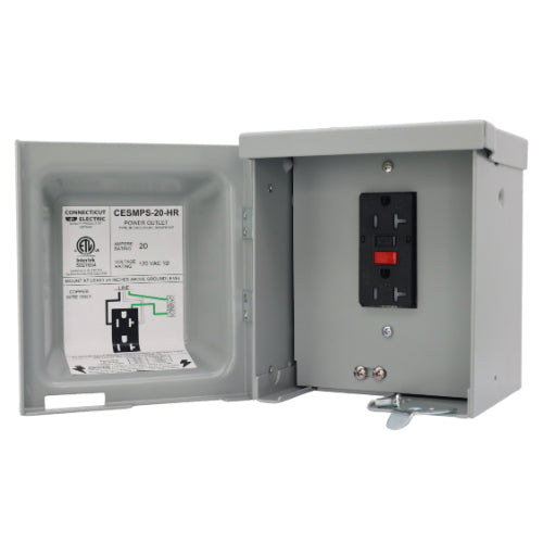 Outdoor GFCI Box, 20A 120V with One NEMA 5-20R