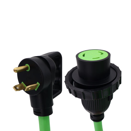 30A RV/EV Extension Cord with Straight Grip Twist Lock, 50'