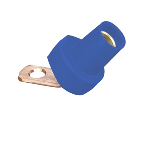 Female Angled Bus Bar Camlock, Blue #2 - 4/0