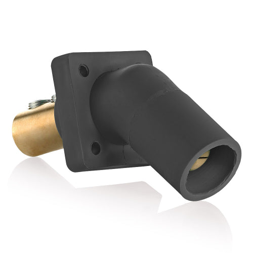Leviton Series 16 Black Male Panel Receptacle, DSS, 45D Tape Nose 2/0-4/0