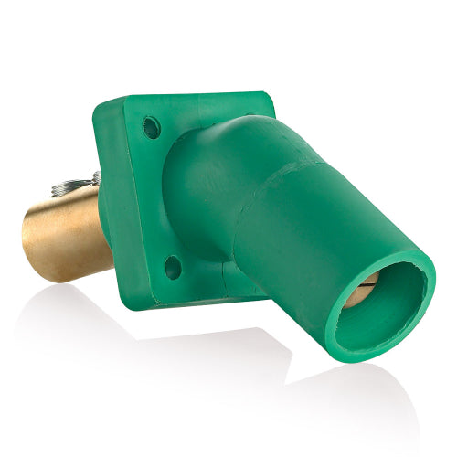 Leviton Series 16 Green Male Panel Receptacle, DSS, 45D Tape Nose 2/0-4/0