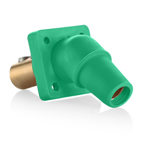 Leviton Series 16 Green Female Panel Receptacle, DSS, 45D Tape Nose 2/0-4/0