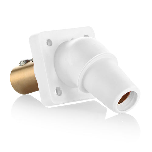 Leviton Series 16 White Female Panel Receptacle, DSS, 45D Tape Nose 2/0-4/0