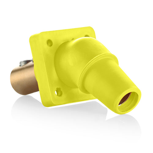 Leviton Series 16 Yellow Female Panel Receptacle, DSS, 45D Tape Nose 2/0-4/0