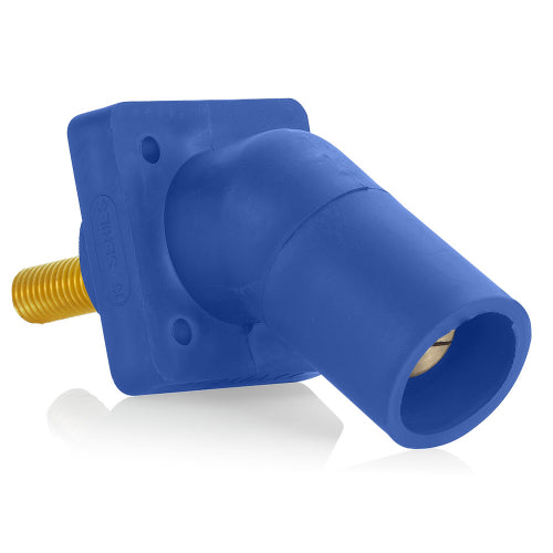 Leviton Series 16 Blue Male CAM Panel Receptacle, Threaded Stud, 0.75", 45D, Tape Nose#2-4/0
