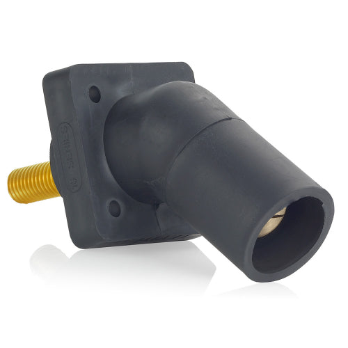 Leviton Series 16 Black Male CAM Panel Receptacle, Threaded Stud, 0.75", 45D, Tape Nose#2-4/0