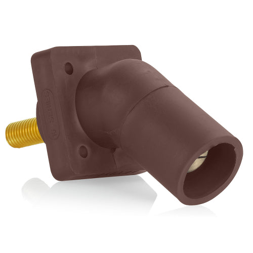 Leviton Series 16 Brown Male CAM Panel Receptacle, Threaded Stud, 0.75", 45D, Tape Nose#2-4/0