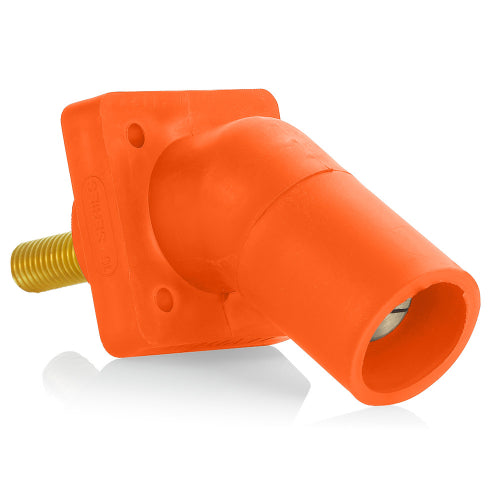 Leviton Series 16 Orange Male CAM Panel Receptacle, Threaded Stud, 0.75", 45D, Tape Nose#2-4/0