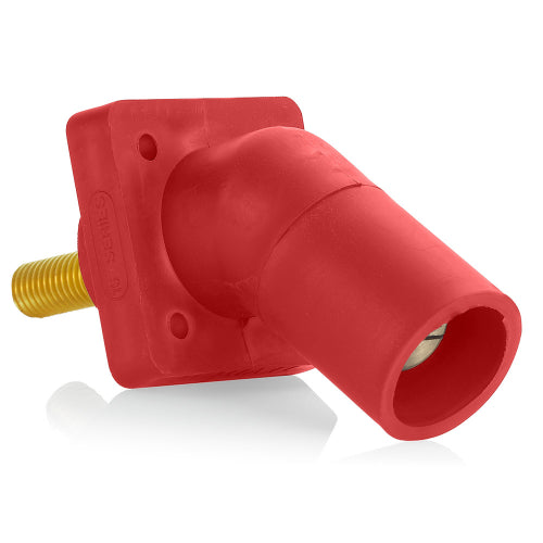 Leviton Series 16 Red Male CAM Panel Receptacle, Threaded Stud, 0.75", 45D, Tape Nose#2-4/0