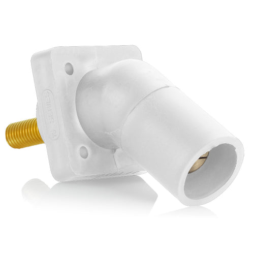 Leviton Series 16 White Male CAM Panel Receptacle, Threaded Stud, 0.75", 45D, Tape Nose#2-4/0