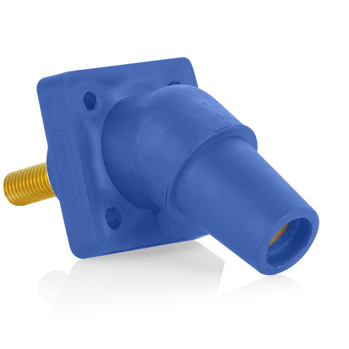 Leviton Series 16 Blue Female CAM Panel Receptacle, Threaded Stud, 0.75", 45D, Tape Nose#2-4/0