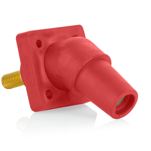Leviton Series 16 Red Female CAM Panel Receptacle, Threaded Stud, 0.75", 45D, Tape Nose#2-4/0