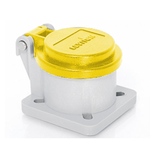 16 Series Panel Recep Enclo w/Automatic Closing Lid, Yellow