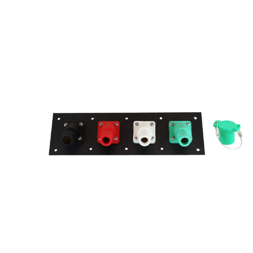 400A Black, Red, White, Green Single Phase 120/240V 4 Hole Female 45 Degree Cam Panel with Caps & Lanyards