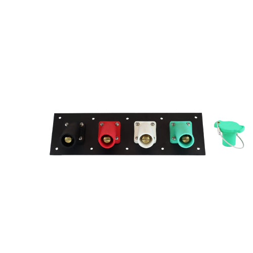400A Black, Red, White, Green Single Phase 120/240V 4 Hole Male 45 Degree Cam Panel with Caps & Lanyards
