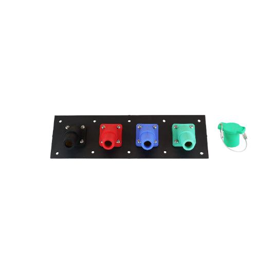 400A Black, Red, Blue, Green 3 Phase 208V 4 Hole Female 45 Degree Cam Panel with Caps + Lanyards