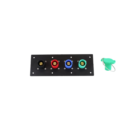 400A Black, Red, Blue, Green 3 Phase 208V 4 Hole Male 90 Degree Cam Panel with Caps + Lanyards