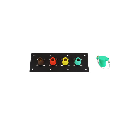 400A Brown, Orange, Yellow, Green 3 Phase 480V 4 Hole Female 90 Degree Cam Panel with Caps + Lanyards