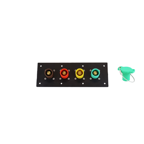 400A Brown, Orange, Yellow, Green 3 Phase 480V 4 Hole Male 90 Degree Cam Panel with Caps + Lanyards