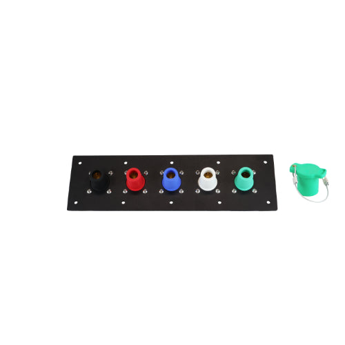 400A Black, Red, Blue, White, Green 3 Phase 120/208V 5 Hole Female 90 Degree Cam Panel with Caps + Lanyards