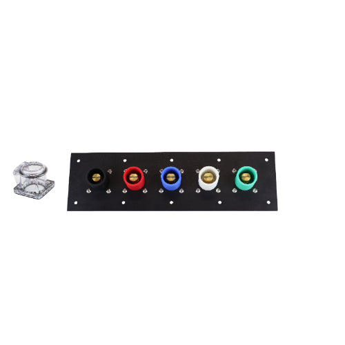 Plastic 400A Black, Red, Blue, White, Green 3 Phase 120/208V 5 Hole Male 90 Degree Cam Panel with Clear-Snap Covers