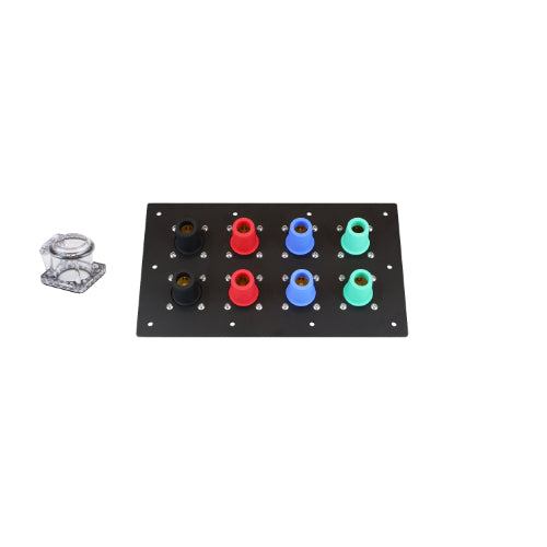 800A Black, Red, Blue, Green 3 Phase 208V 8H Female 90 Degree Non-Metallic Cam lock Panel with Clear-Snap Covers
