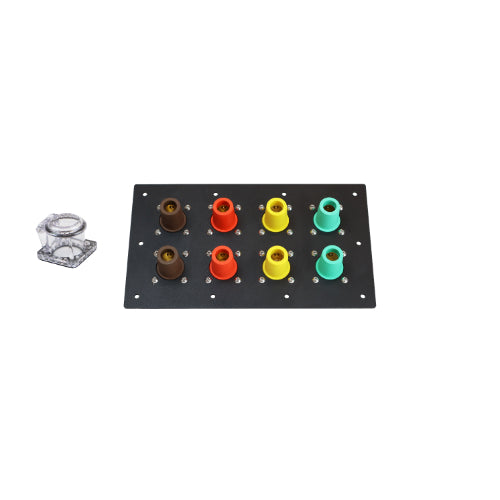 800A Brown, Orange, Yellow, Green 3 Phase 480V 8H Female 90 Degree Cam lock Panel with Clear-Snap Covers