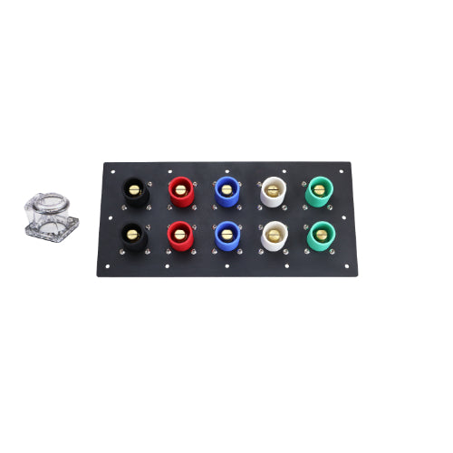 800A Black, Red, Blue, White, Green 3 Phase 120/208V 10H Male 90 Degree Cam lock Panel with Clear-Snap Covers