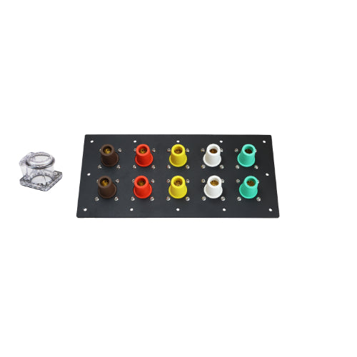 800A Brown, Orange, Yellow, White, Green 3 Phase 277/480V 10H Female 90 Degree Non-Metallic Cam lock Panel with with Clear-Snap Covers