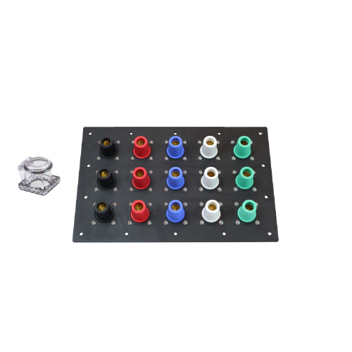 1200A Black, Red, Blue, White, Green 3 Phase 120/208V 15H Female 90 Degree Camlock Panel with Clear-Snap Covers