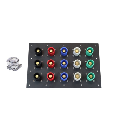 1200A Black, Red, Blue, White, Green 3 Phase 120/208V 15H Male 90 Degree Camlock Panel with Clear-Snap Covers