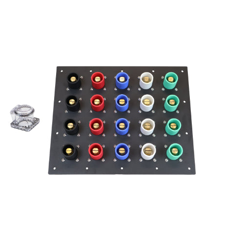 1600 Amp Black, Red, Blue, White, Green 3 Phase 120/208V 20H Male 90 Degree Camlock Panel with Clear-Snap Covers