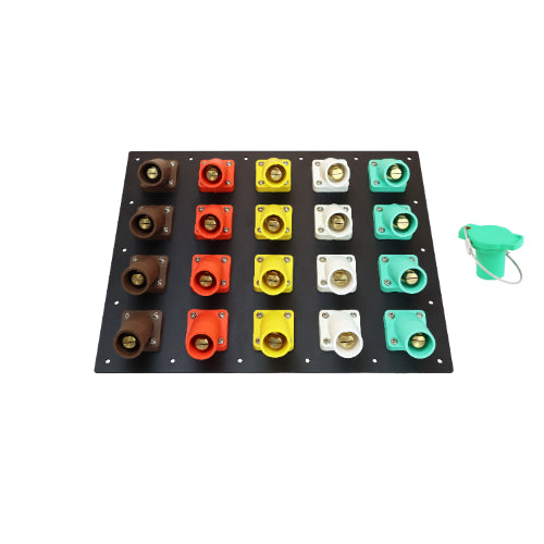 1600 Amp Brown, Orange, Yellow, White, Green 3 Phase 277/480V 20H Male 45 Degree Camlock Panel with Caps and Lanyards
