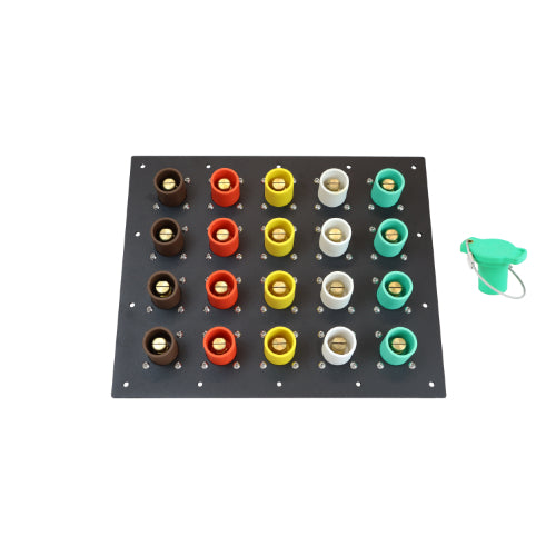 1600 Amp Brown, Orange, Yellow, White, Green 3 Phase 277/480V 20H Male 90 Degree Camlock Panel with Caps and Lanyards