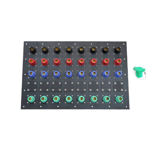3200A Black, Red, Blue, Green 3 Phase 208V 32H Female 90 Degree Cam Panel with Caps and Lanyards