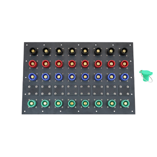 3200A Black, Red, Blue, Green 3 Phase 208V 32H Male 90 Degree Cam Panel with Caps and Lanyards