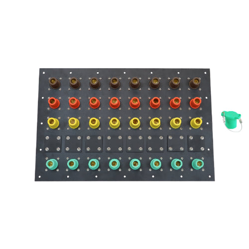 3200A Brown, Orange, Yellow, Green 3 Phase 480V 32H Female 90 Degree Cam Panel with Caps and Lanyards