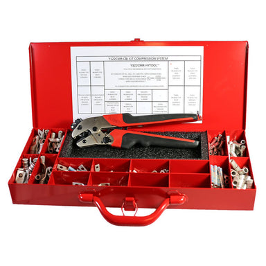 Ergonomic Full Cycle Ratchet Hand Crimper Kit: Carrying Case with Standard Barrel Terminals and Splices