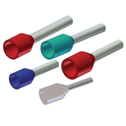 Series T Single Insulated Wire Ferrules, 20 AWG, Blue