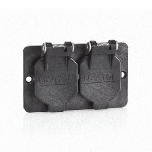 Leviton Manufacturing Company Duplex Receptacle Coverplate,Weather-Resistant FlipLid,1G-BK