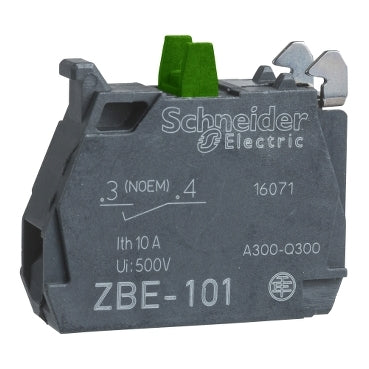 Schneider Electric ZBE101 22mm XB4B Harmony Push Button Contact Block, Single, 1 NO